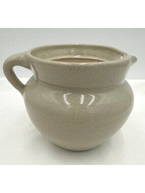 Vtg Ceramic Creamer Pitcher Handle 5" Diameter Glossy Rustic Farmhouse Style